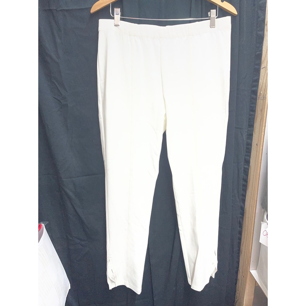 Stella Carakasi Womens White Slim Leg Pull On Pants Split Hem Seam Detail Large